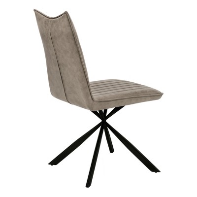 Taupe Faux Leather Upholstered Side Chair with Black Metal Legs