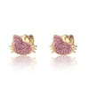 Sanrio Hello Kitty Womens Pink or Clear Crystal Stud Earrings, 18kt Gold Plated Sterling Silver Hello Kitty Earrings Official License - 3 of 4