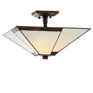 15.7" Glass/Metal Julian Tiffany Style Semi Flush Mount (Includes Energy Efficient Light Bulb) White - JONATHAN Y: UL Listed, Modern Decor - 1 of 4
