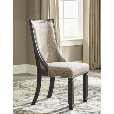 Transitional Black Upholstered Wood Side Chair