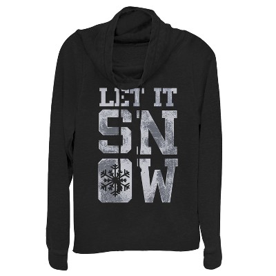 Juniors Womens CHIN UP Let It Snowflake Cowl Neck Sweatshirt