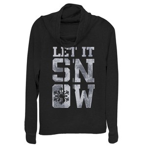 Juniors Womens CHIN UP Let It Snowflake Cowl Neck Sweatshirt - 1 of 3