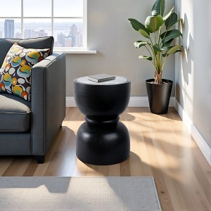 Mango Wood & Marble Accent Table Modern Side Table for Living Room, Bedroom & Office 18" Black - 1 of 4