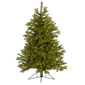 Nearly Natural 4' Cambridge Spruce Flat Back Prelit LED Multifunction Light Artificial Christmas Tree w - 1 of 1
