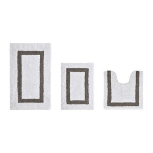 Hotel 3 PC Bath Rug 100% Premium Cotton Tufted Weave Two Tone Reversible Bathroom Rug, Super Soft Absorbent, Machine Washable Bath Mat - 1 of 4