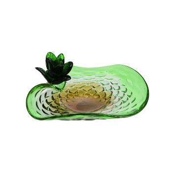 Transpac Glass 8.75 in. Green Spring Pineapple Serving Dish