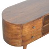 43" Chestnut Rounded Entertainment Unit TV Stand with Nordic Legs, 4 Drawers, 2 Open Slots, and Contemporary Aesthetic for Living Room and Bedroom - 4 of 4