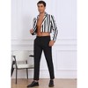 INSPIRE CHIC Men's Single Breasted Notch Lapel Business Crop Stripes Suit Jackets - 4 of 4