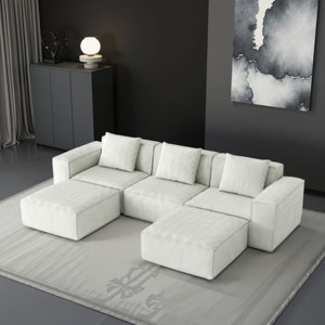 118" Modular Sectional Sofa with Ottoman, Convertible Oversized Corduroy Couch with Chaise Lounge for Living Room Comfort and Style-Maison Boucle - 1 of 4