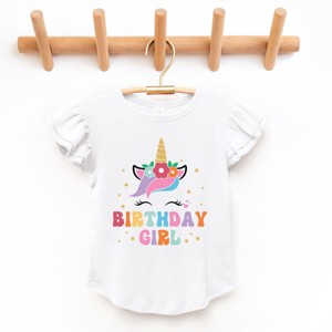 The Juniper Shop Birthday Girl Unicorn Flutter Sleeve Tee - 1 of 4