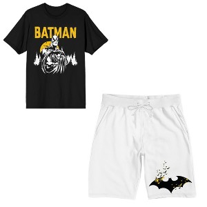 Batman Gotham City Men's Short Sleeve Shirt & Sleep Shorts Set - 1 of 4