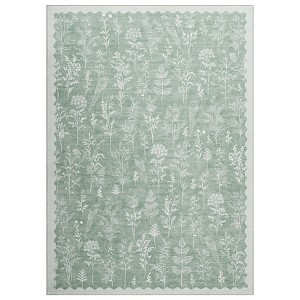 Indoor Modern Botanical Living Room Bedroom Area Rugs for Home Decor, Washable Non Slip Dining Room Carpet, Foldable Thin Mat - 1 of 4