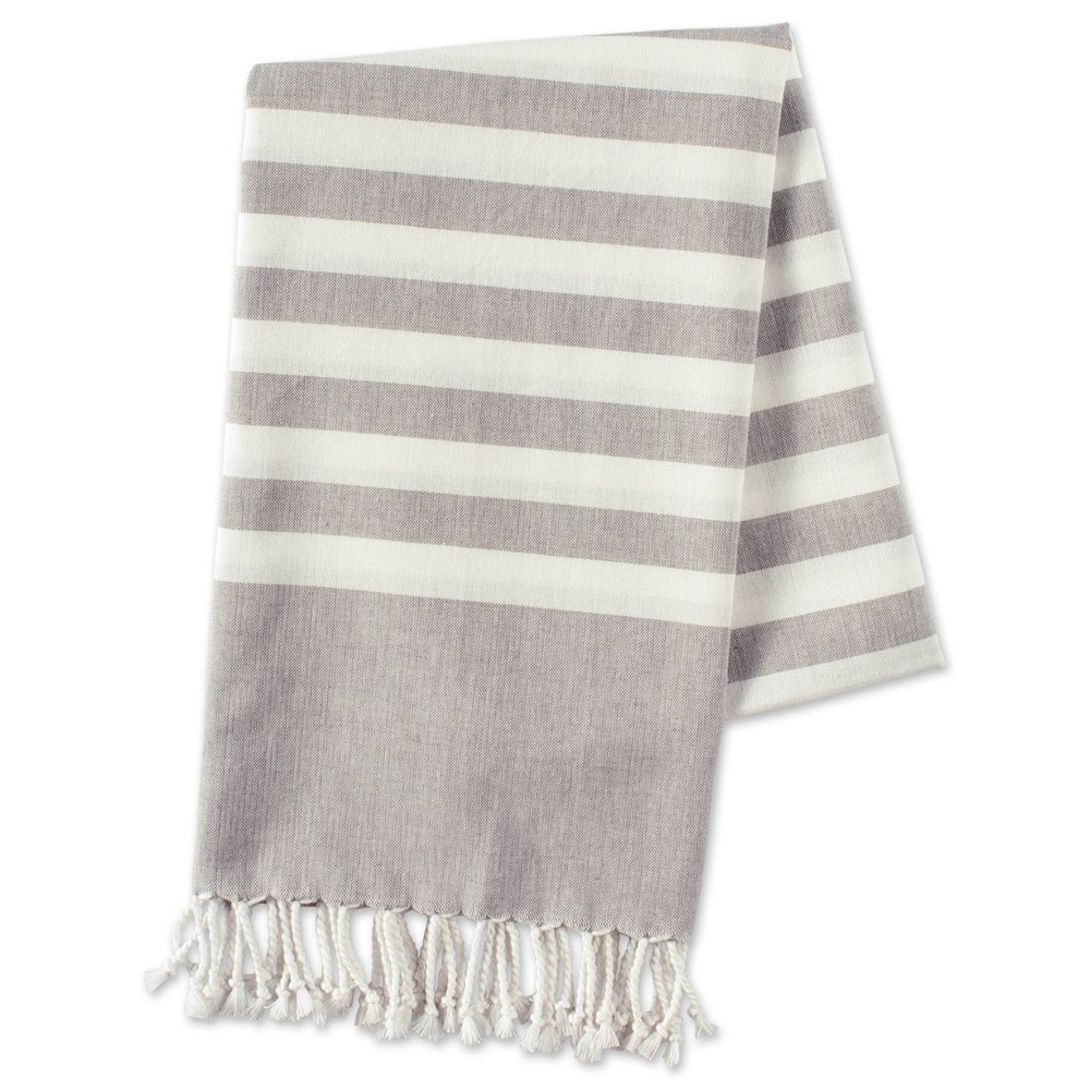 Photos - Duvet 28"x59" Fouta Striped Throw Blanket Gray - Design Imports
