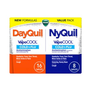 Vicks DayQuil/NyQuil Severe VapoCOOL Combo Caplets - Acetaminophen - 24ct - 1 of 4