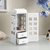 CAVINAS 11.5" Tall Leather Jewelry Box British Telephone Design Jewelry Armoire Organizer - 3 of 4