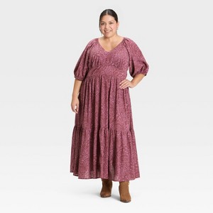 Women's Puff Elbow Sleeve Maxi A-Line Dress - Universal Thread™ - 1 of 3