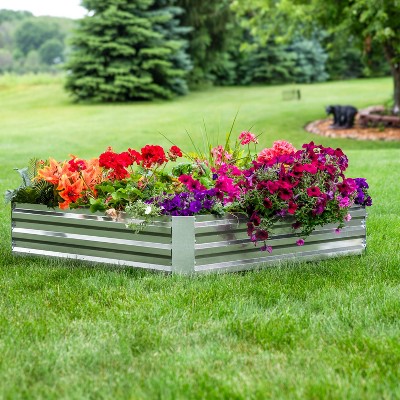 47" Square Silver Galvanized Steel Raised Garden Bed