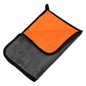 Unique Bargains Extra Large 500 GSM Microfibre Car Drying Towel 11.81"x15.75" Gray Orange 1 Pc - 1 of 4