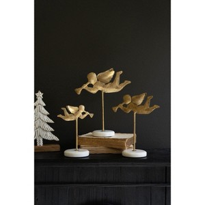 Decorative Angels for Mantel or Shelf – Set of 3 on Metal Bases – 12" Tall by Kalalou - 1 of 3