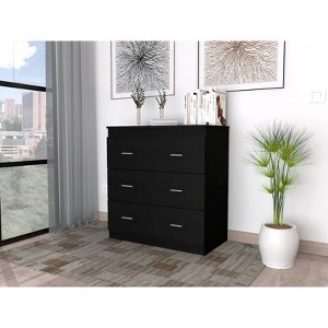 Georgia Three Drawer Dresser, Metal Handles, Superior Top -Black - 1 of 4