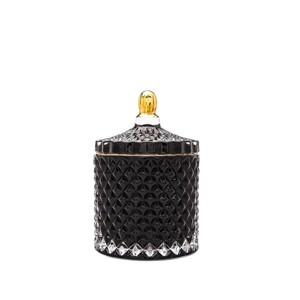 Slickblue Glass Jewelry Jar with Geometric Diamond Facets in Pink or Black Color Option - 1 of 3