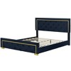 NicBex Queen Upholstered Bed Frame with Button Tufted Velvet Headboard,Platform Bed Frame with Gold Metal Wire and Metal Feet,Easy Assembly - 4 of 4