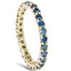 Pompeii3 1 1/2ct Round Treated Blue Genuine Diamond Eternity Wedding Ring 14K Yellow Gold - 3 of 4
