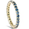 Pompeii3 1 1/2ct Round Treated Blue Genuine Diamond Eternity Wedding Ring 14K Yellow Gold - image 3 of 4