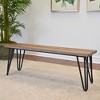 Vynxaria Aryven Industrial Wood Dining Bench, Rustic Dark Pine Finish - 2 of 4