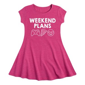 Girls' - Instant Message - Weekend Plans Fit & Flair Cap Sleeve Graphic Dress - 1 of 3
