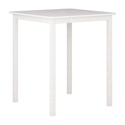 Whitewashed Hardwood Outdoor Square Bar Height Table with Umbrella Hole
