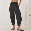 Clearlove Women's Linen Blend Pants High Waist Drawstring Pants with Cotton Loose Casual Boho Trouser with Pockets - 2 of 4