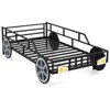 Costway Twin Car-Shaped Metal Bed Frame with Wheels Decorations Safety Guardrails - 2 of 4