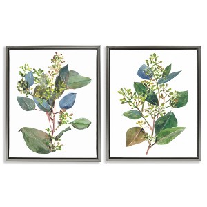 Stupell Industries Soft Eucalyptus Plant Ombre Leaves 2pc Floating Frame Art Set - 1 of 4