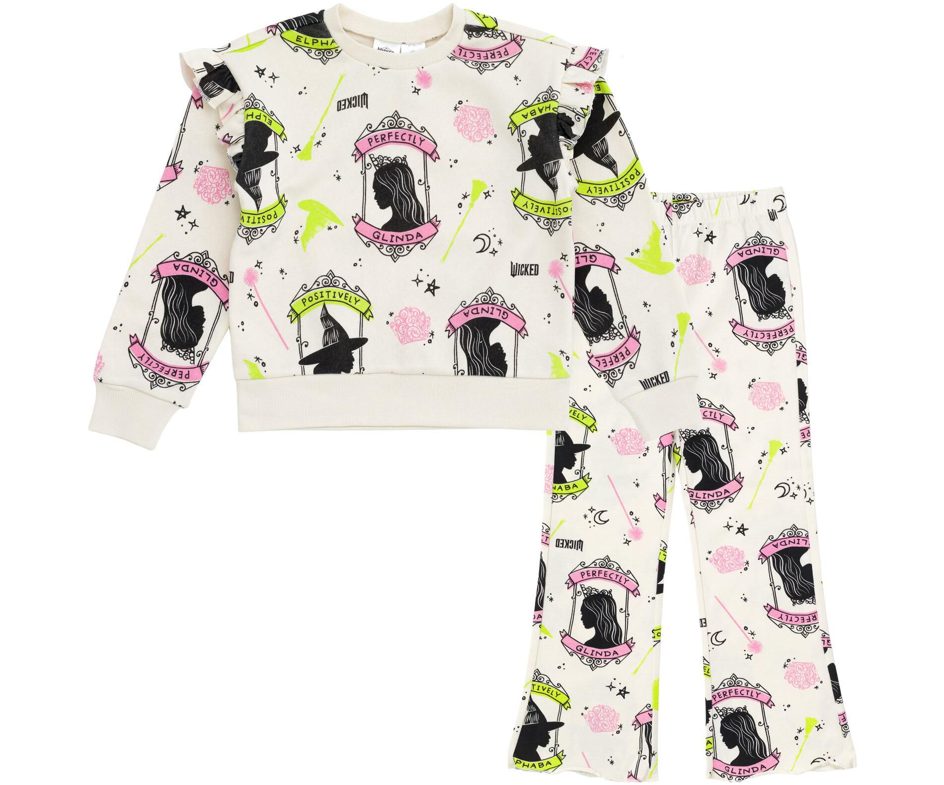 Wicked Girls Fleece Pullover Sweatshirt and Ribbed Flare Leggings Outfit Set