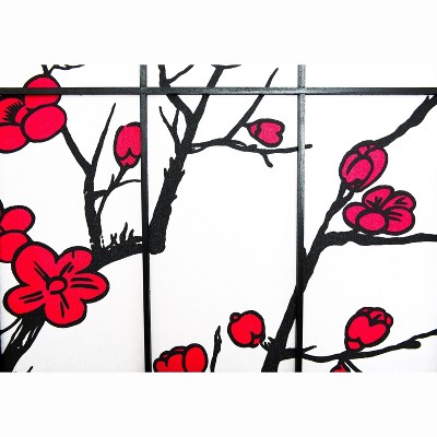 Black 6-Panel Plum Blossom Shoji Room Divider