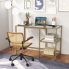 Tangkula Computer Desk Tempered Glass Workstation Vanity Table w/ 2-Tier Storage Shelves - 2 of 4