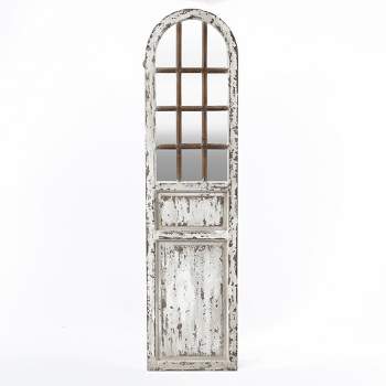 LuxenHome Distressed White Wood Farmhouse Door Leaning Floor & Wall Mirror