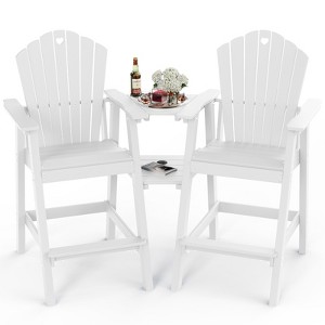 GardenJoy HDPE Tall Adirondack Bar Chair Set with 2-Layer Table & Umbrella Hole - 1 of 3