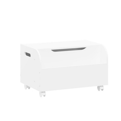 Vynxaria White Kids Toy Storage Organizer with Wheels and Front Bookshelf
