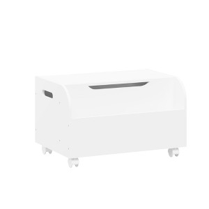 Vynxaria White Kids Toy Storage Organizer with Wheels and Front Bookshelf - 1 of 4