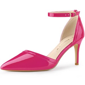 Allegra K Women's Pointed Toe Ankle Strap Stiletto Dress Heels Pumps - 1 of 4
