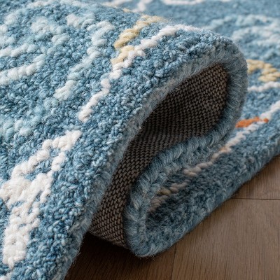 Hand-Tufted Country Casual Blue Wool Rectangular Rug 4' x 6'