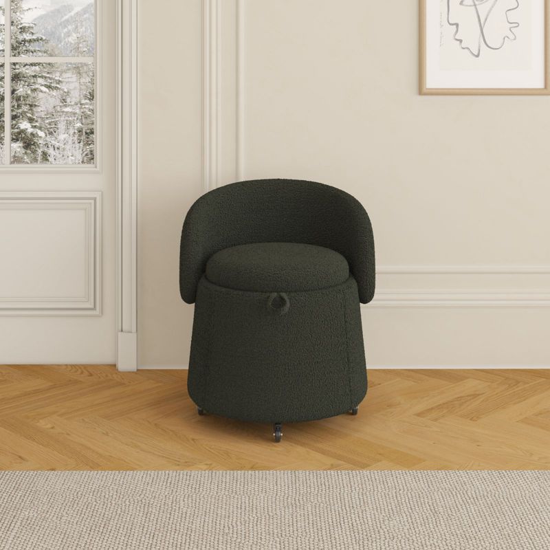 Cesar Small Teddy swivel chair,Upholstered Barrel Chair 360°Degree Swivel Side Chair with Storage,Modern Swivel Ottoman Vanity Chair-Maison Boucle, 1 of 11