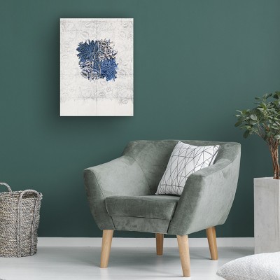 William Morris Blue Floral Pattern Canvas Art with Wood Frame