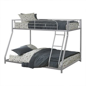 Royal Hampton Twin over Full Bunk Bed with Attached Ladder, Silver Metal - 1 of 4