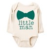 The Juniper Shop Little Man Bow Tie Long Sleeve Bodysuit - NB - Natural - 3 of 4