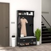 NicBex Hall Tree with Bench, Shoe Rack, Open Storage and Shoe Shelf Coat Rack with 4 Hooks, Soft Cushion for Hallway, Living Room, Black - 2 of 4
