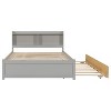PAGED Full Size Bed Modern Pine Bed Frame with Trundle and Storage Headboard for Bedroom - 3 of 4