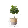 Nearly Natural 3-ft Artificial Fiddle Leaf Fig Tree with Handmade Cotton & Jute Woven Planter DIY Kit - Set of 2, Green - 2 of 4